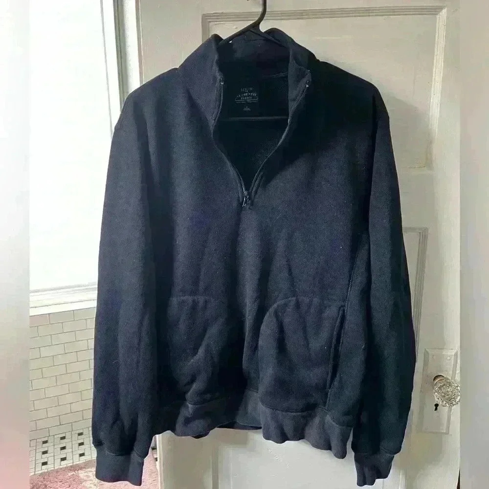 j. crew‎ authentic fleece pullover quarter zip hoodie size medium